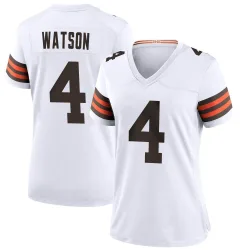 Cleveland Browns Women's Game White Jersey (4 Deshaun Watson)