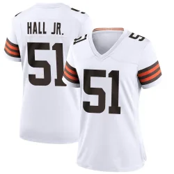 Cleveland Browns Women's Game White Jersey (51 Mike Hall Jr.)