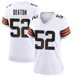 Cleveland Browns Women's Game White Jersey (52 Dawson Deaton)