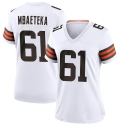 Cleveland Browns Women's Game White Jersey (61 Roy Mbaeteka)