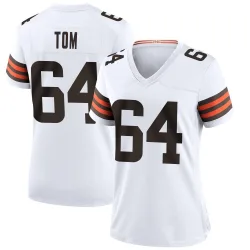 Cleveland Browns Women's Game White Jersey (64 Cameron Tom)