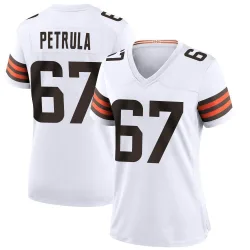Cleveland Browns Women's Game White Jersey (67 Ben Petrula)