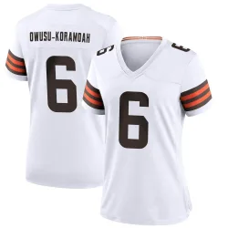 Cleveland Browns Women's Game White Jersey (6 Jeremiah Owusu-Koramoah)