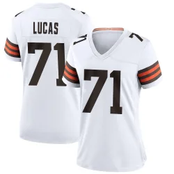 Cleveland Browns Women's Game White Jersey (71 Cornelius Lucas)
