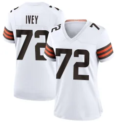 Cleveland Browns Women's Game White Jersey (72 Jason Ivey)