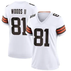 Cleveland Browns Women's Game White Jersey (81 Michael Woods II)