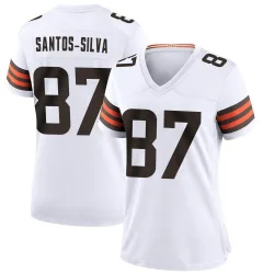 Cleveland Browns Women's Game White Jersey (87 Marcus Santos-Silva)
