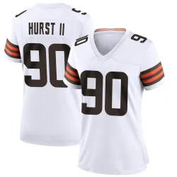 Cleveland Browns Women's Game White Jersey (90 Maurice Hurst II)