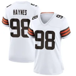 Cleveland Browns Women's Game White Jersey (98 Marcus Haynes)