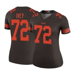 Cleveland Browns Women's Legend Brown Color Rush Jersey (72 Jason Ivey)