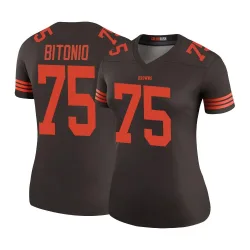 Cleveland Browns Women's Legend Brown Color Rush Jersey (75 Joel Bitonio)