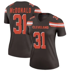 Cleveland Browns Women's Legend Brown Jersey (31 Cade McDonald)