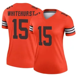 Cleveland Browns Women's Legend Orange Inverted Jersey (15 Charlie Whitehurst)