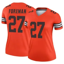 Cleveland Browns Women's Legend Orange Inverted Jersey (27 D'Onta Foreman)