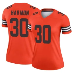 Cleveland Browns Women's Legend Orange Inverted Jersey (30 Duron Harmon)