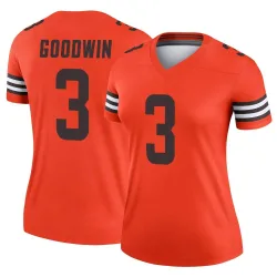 Cleveland Browns Women's Legend Orange Inverted Jersey (3 Marquise Goodwin)