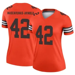 Cleveland Browns Women's Legend Orange Inverted Jersey (42 Easton Mascarenas-Arnold)
