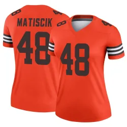 Cleveland Browns Women's Legend Orange Inverted Jersey (48 Brent Matiscik)