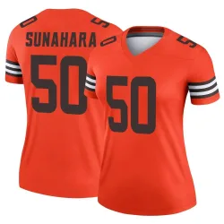 Cleveland Browns Women's Legend Orange Inverted Jersey (50 Rex Sunahara)