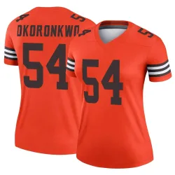 Cleveland Browns Women's Legend Orange Inverted Jersey (54 Ogbo Okoronkwo)