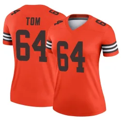 Cleveland Browns Women's Legend Orange Inverted Jersey (64 Cameron Tom)