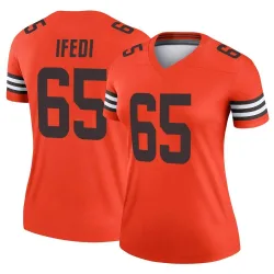 Cleveland Browns Women's Legend Orange Inverted Jersey (65 Germain Ifedi)