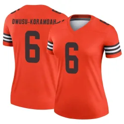 Cleveland Browns Women's Legend Orange Inverted Jersey (6 Jeremiah Owusu-Koramoah)