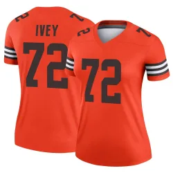 Cleveland Browns Women's Legend Orange Inverted Jersey (72 Jason Ivey)
