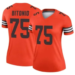 Cleveland Browns Women's Legend Orange Inverted Jersey (75 Joel Bitonio)