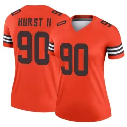 Cleveland Browns Women's Legend Orange Inverted Jersey (90 Maurice Hurst II)