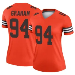 Cleveland Browns Women's Legend Orange Inverted Jersey (94 Mason Graham)