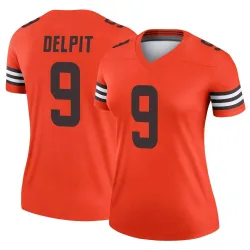 Cleveland Browns Women's Legend Orange Inverted Jersey (9 Grant Delpit)