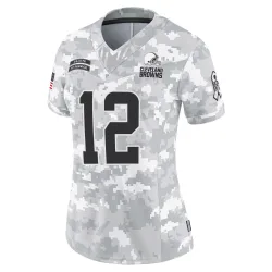 Cleveland Browns Women's Limited Arctic Camo 2024 Salute to Service Jersey (12 Shedeur Sanders)