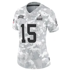 Cleveland Browns Women's Limited Arctic Camo 2024 Salute to Service Jersey (15 Charlie Whitehurst)