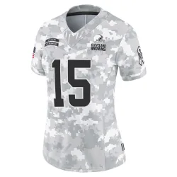 Cleveland Browns Women's Limited Arctic Camo 2024 Salute to Service Jersey (15 Joe Flacco)