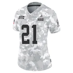 Cleveland Browns Women's Limited Arctic Camo 2024 Salute to Service Jersey (21 Denzel Ward)