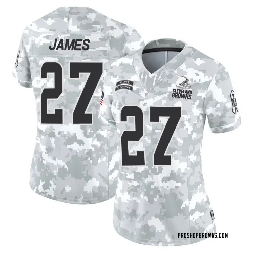 Cleveland Browns Women's Limited Arctic Camo 2024 Salute to Service Jersey (27 LaMareon James)