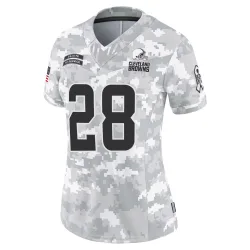 Cleveland Browns Women's Limited Arctic Camo 2024 Salute to Service Jersey (28 Rayshawn Jenkins)