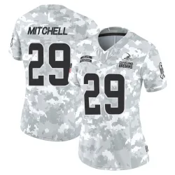 Cleveland Browns Women's Limited Arctic Camo 2024 Salute to Service Jersey (29 Cameron Mitchell)