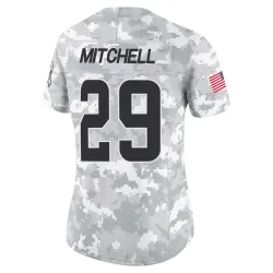 Cleveland Browns Women's Limited Arctic Camo 2024 Salute to Service Jersey (29 Cameron Mitchell)