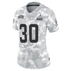 Cleveland Browns Women's Limited Arctic Camo 2024 Salute to Service Jersey (30 Duron Harmon)
