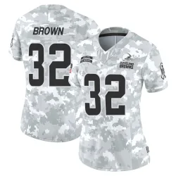 Cleveland Browns Women's Limited Arctic Camo 2024 Salute to Service Jersey (32 Jim Brown)