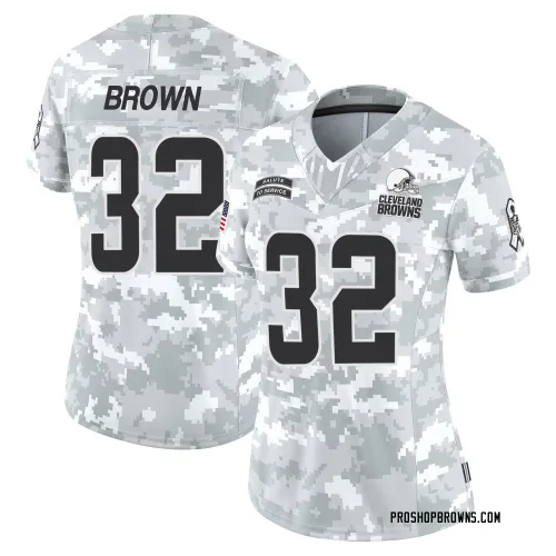 Cleveland Browns Women's Limited Arctic Camo 2024 Salute to Service Jersey (32 Jim Brown)