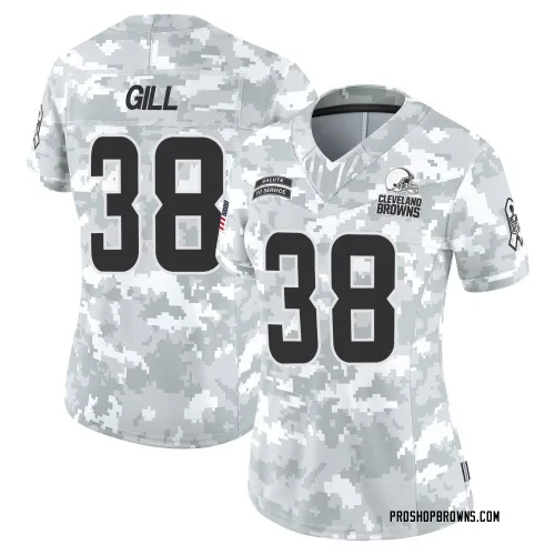Cleveland Browns Women's Limited Arctic Camo 2024 Salute to Service Jersey (38 Jaelen Gill)