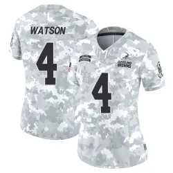 Cleveland Browns Women's Limited Arctic Camo 2024 Salute to Service Jersey (4 Deshaun Watson)