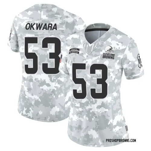 Cleveland Browns Women's Limited Arctic Camo 2024 Salute to Service Jersey (53 Julian Okwara)