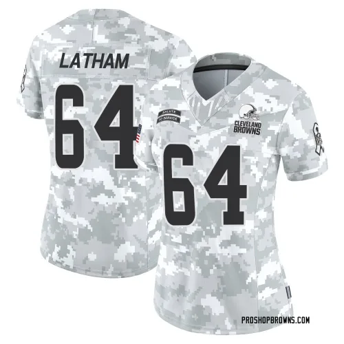 Cleveland Browns Women's Limited Arctic Camo 2024 Salute to Service Jersey (64 Brady Latham)