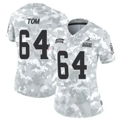 Cleveland Browns Women's Limited Arctic Camo 2024 Salute to Service Jersey (64 Cameron Tom)
