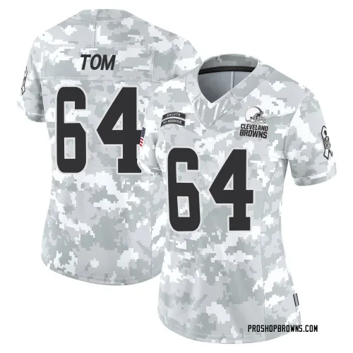 Cleveland Browns Women's Limited Arctic Camo 2024 Salute to Service Jersey (64 Cameron Tom)