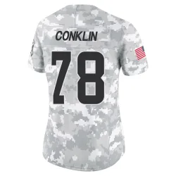 Cleveland Browns Women's Limited Arctic Camo 2024 Salute to Service Jersey (78 Jack Conklin)